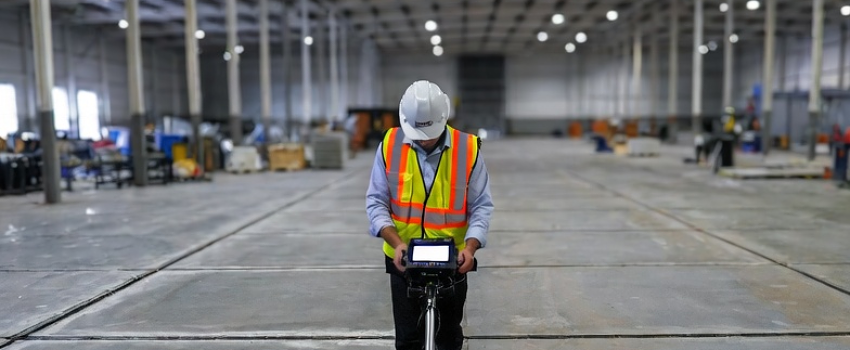 FF FL floor flatness testing using digital profiler in warehouse slab